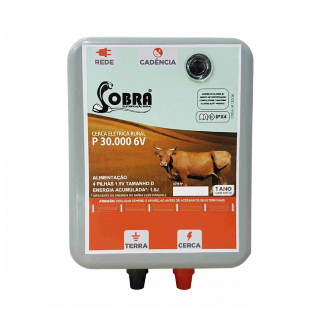 Aparelho para Cerca Elétrica com Regulagem à Pilha 30km - Cobra Aparelho para Cerca Elétrica com Regulagem à Pilha 30km - Cobra