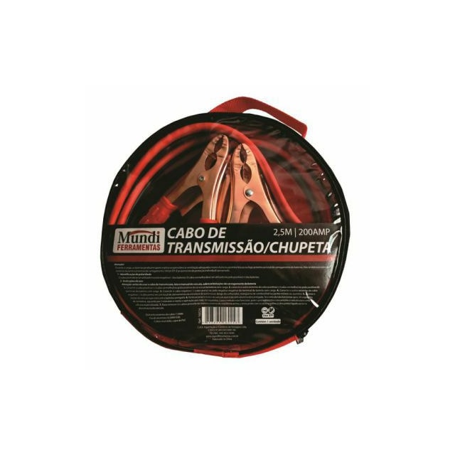 Cabo de Chupeta Ponte para Bateria 2,5m 200A com Bolsa - Mundi Cabo de Chupeta Ponte para Bateria 2,5m 200A com Bolsa - Mundi