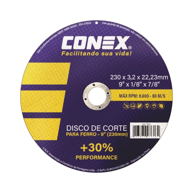 Disco de Corte Ferro 9" 228,6 x 3,2 x 22,2mm - Conex