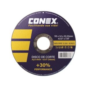 Disco de Corte Inox 4.1/2" 115 x 1,0 x 22,2mm - Conex