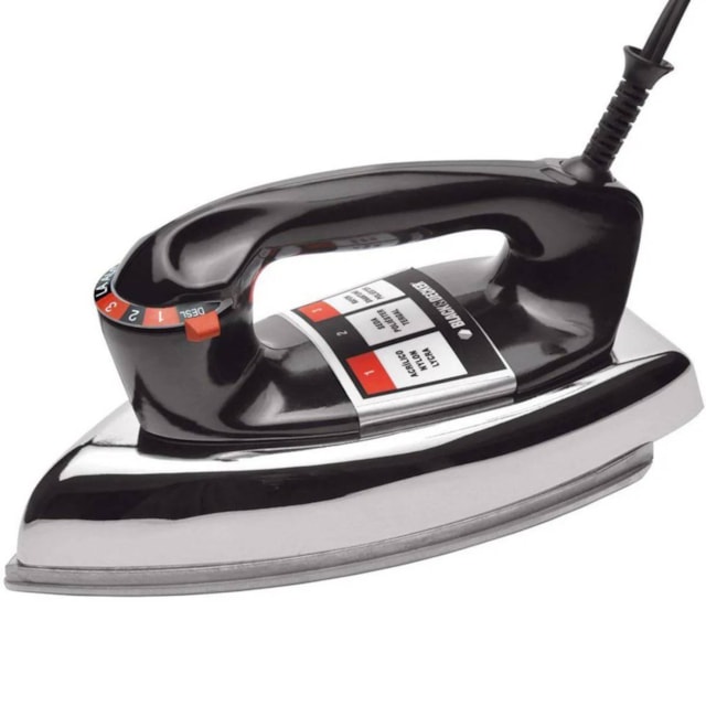 Ferro de Passar Elétrico a Seco Preto e Cromado 1000W - Black & Decker Ferro de Passar Elétrico a Seco Preto e Cromado 1000W - Black & Decker
