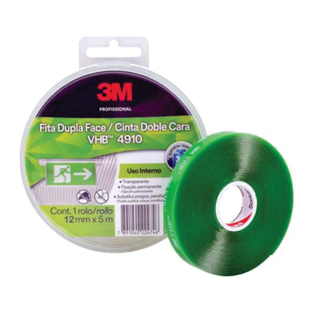 Fita Dupla Face 12mm x 5m Estojo - 3M Fita Dupla Face 12mm x 5m Estojo - 3M