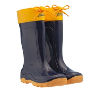 Galocha Bota Azul e Amarela com Amarra Borracha PVC Infantil - Italbotas