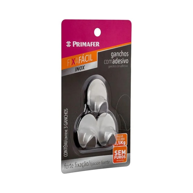 Gancho Aço Inox com Adesivo 0,5kg - Atlas Gancho Aço Inox com Adesivo 0,5kg - Atlas