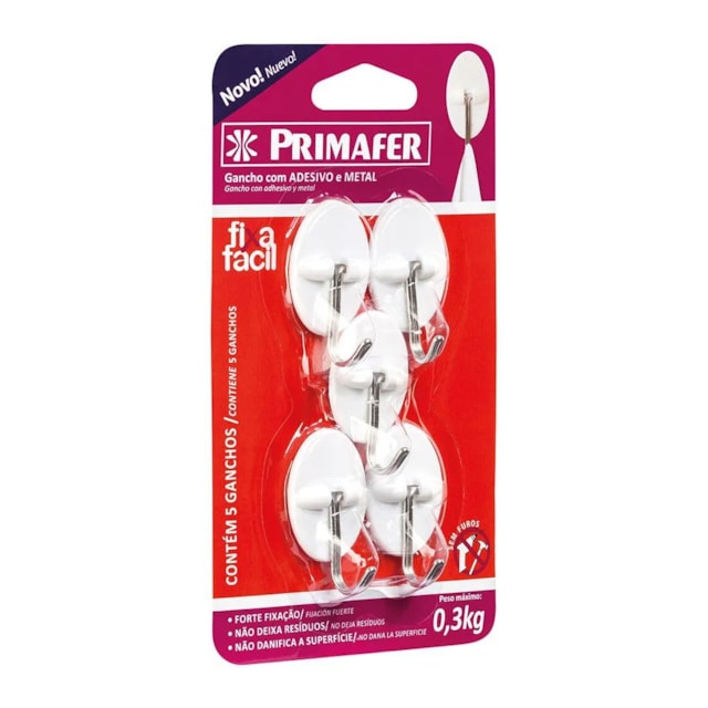 Gancho Plástico com Adesivo 0,3kg - Atlas Gancho Plástico com Adesivo 0,3kg - Atlas