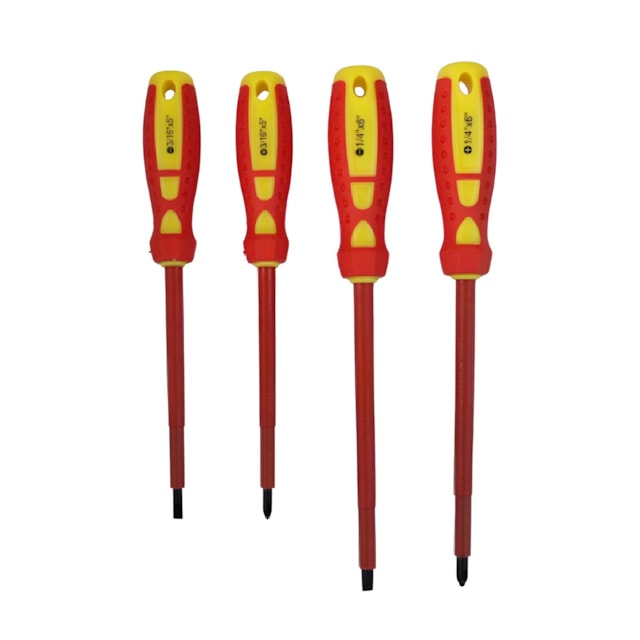 Jogo de Chaves Fenda/Philips Isoladas VDE 4 Peças - Conex Jogo de Chaves Fenda/Philips Isoladas VDE 4 Peças - Conex