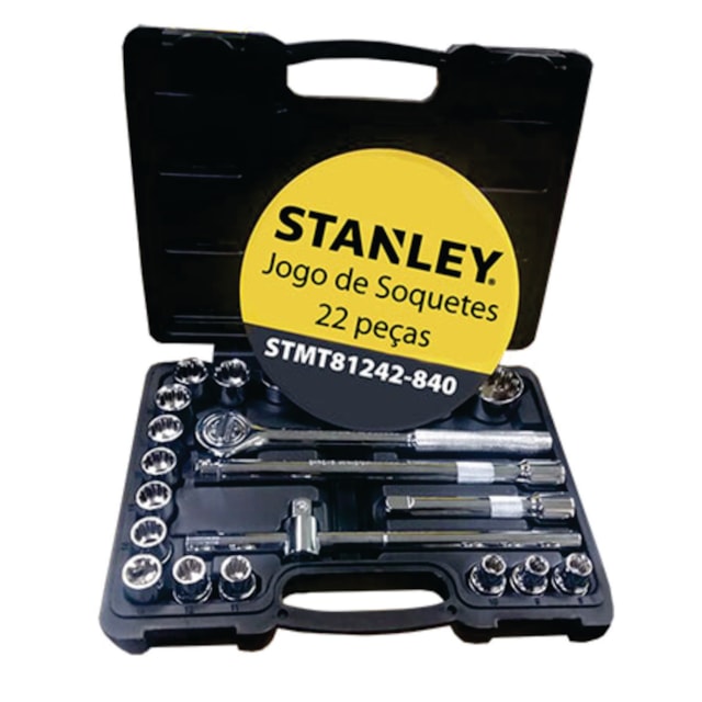 Jogo de Soquete 1/2" 8 a 32mm 22 Peças - Stanley