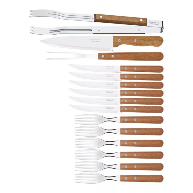 Kit Churrasco Aço Inox 15 Peças - Tramontina Kit Churrasco Aço Inox 15 Peças - Tramontina
