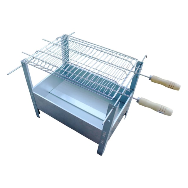 Kit Churrasqueira Desmontável + Grelha Com 2 Cabos - Conex Kit Churrasqueira Desmontável + Grelha Com 2 Cabos - Conex