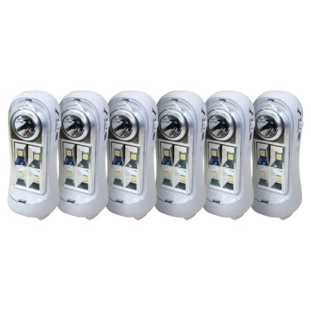 Kit Com 6 Unidades Luminária de Emergência e Lanterna - Exilux Kit Com 6 Unidades Luminária de Emergência e Lanterna - Exilux