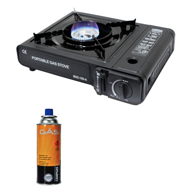 Kit Fogareiro À Gás Para Camping + Gás Para Fogareiro - Mundi Kit Fogareiro À Gás Para Camping + Gás Para Fogareiro - Mundi