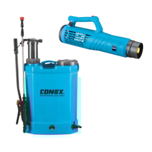 Kit Pulverizador Recarregável Bivolt 14L Manual/Elétrico + Atomizador Portátil a Bateria - Conex