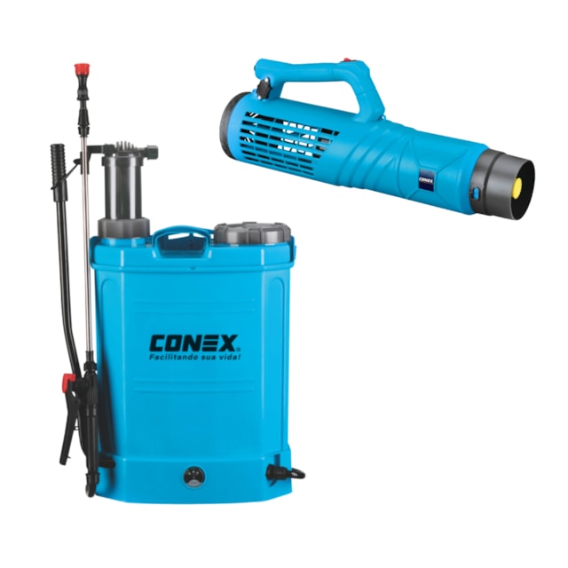 Kit Pulverizador Recarregável Bivolt 14L Manual/Elétrico + Atomizador Portátil a Bateria - Conex