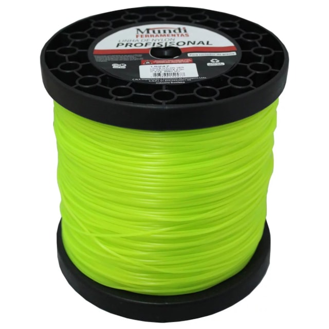 Linha Nylon Quadrada Verde 2,7mm Rolo 240m - Mundi