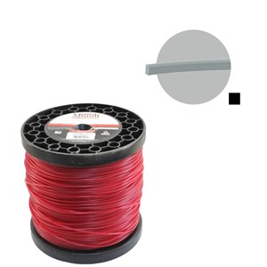 Linha Nylon Quadrada Vermelha 2,6mm Rolo 258m - Mundi