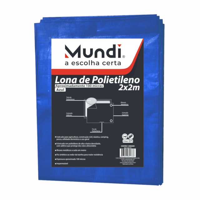 Lona de Polietileno Azul 3 x 2m - Mundi