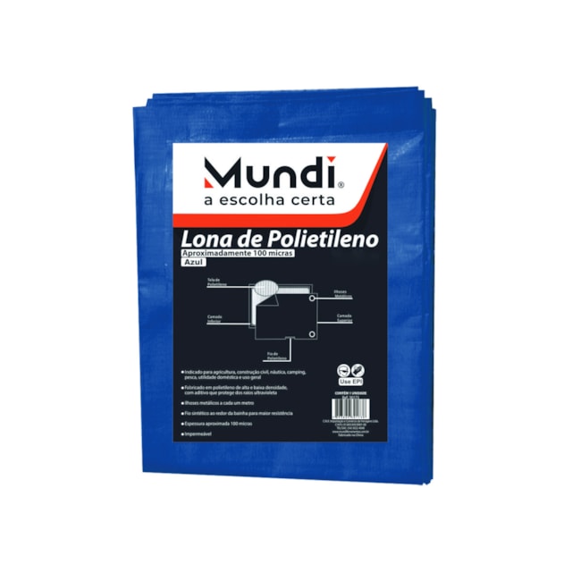 Lona de Polietileno Azul 7 x 5m - Mundi Lona de Polietileno Azul 7 x 5m - Mundi
