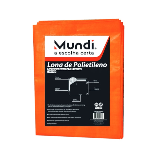 Lona de Polietileno Laranja 7 x 4m - Mundi Lona de Polietileno Laranja 7 x 4m - Mundi