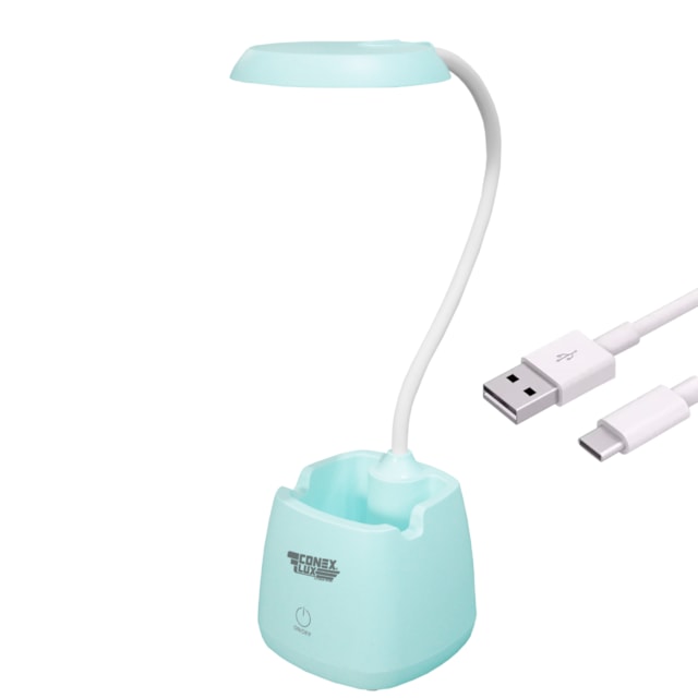 Luminária Mesa Flexível LED com Porta Objetos recarregável - Conex Lux