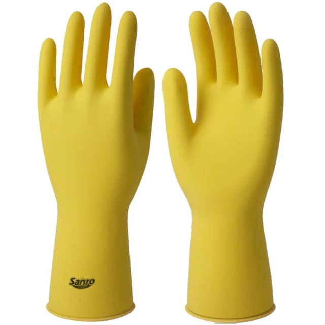 Luva Látex Forrada Amarela Média - Sanro Luva Látex Forrada Amarela Média - Sanro