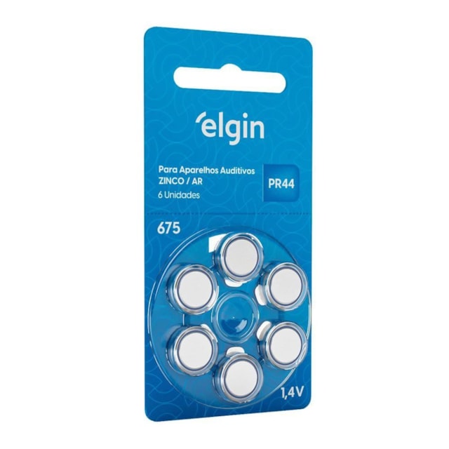 Pilha Auditiva Zinco PR44 675 6 Unidades - Elgin Pilha Auditiva Zinco PR44 675 6 Unidades - Elgin