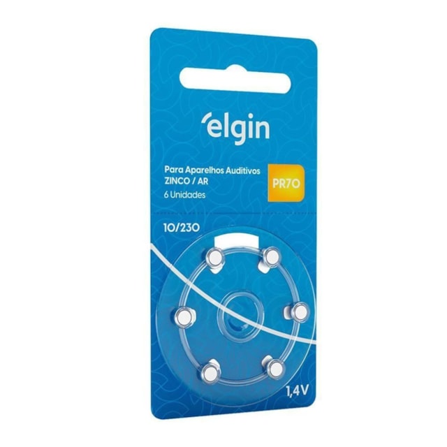 Pilha Auditiva Zinco PR70 10/230 6 Unidades - Elgin Pilha Auditiva Zinco PR70 10/230 6 Unidades - Elgin
