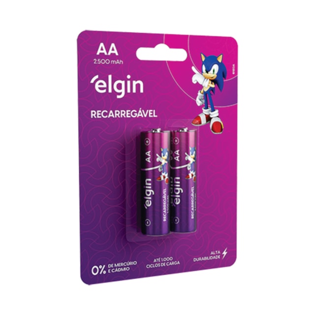 Pilha Recarregável AA 2 Unidades - Elgin Pilha Recarregável AA 2 Unidades - Elgin
