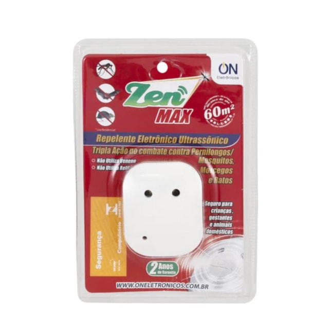 Repelente Eletrônico Ultrassônico 60m2 Bivolt Zen Max - On Eletrônicos Repelente Eletrônico Ultrassônico 60m2 Bivolt Zen Max - On Eletrônicos