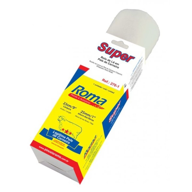 Rolo de Lã em Pele de Carneiro 23cm - Roma Rolo de Lã em Pele de Carneiro 23cm - Roma