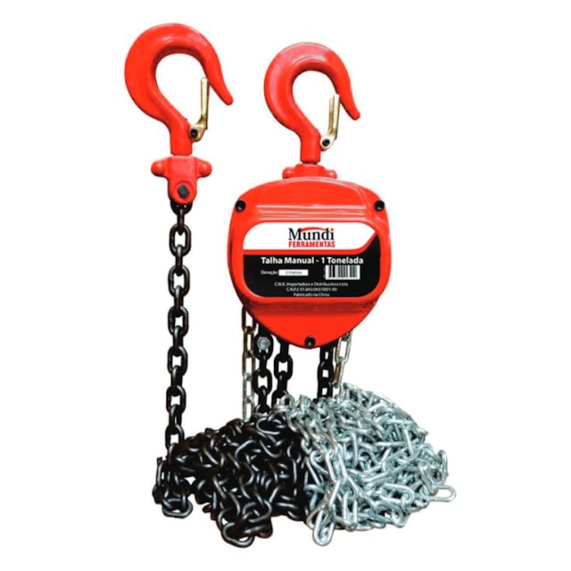 Talha Manual com Corrente 1T/3,0m Elevação - Mundi Talha Manual com Corrente 1T/3,0m Elevação - Mundi
