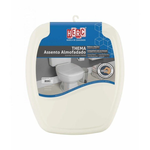 Tampa de Vaso Sanitário Bege Almofadado Premium Thema - Herc Tampa de Vaso Sanitário Bege Almofadado Premium Thema - Herc