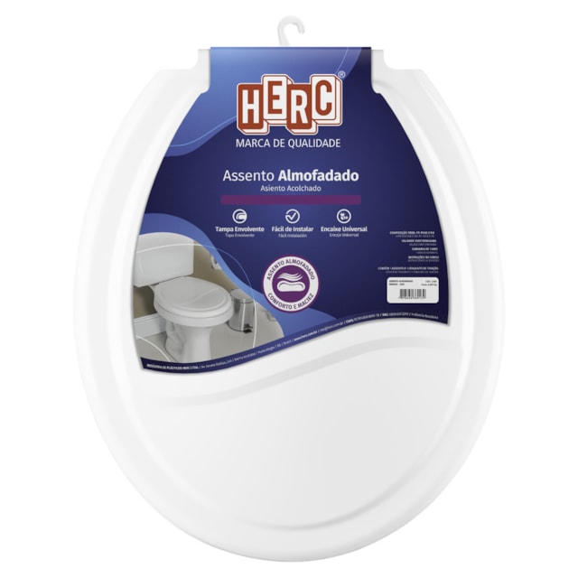 Tampa de Vaso Sanitário Branco Almofadado Prime - Herc Tampa de Vaso Sanitário Branco Almofadado Prime - Herc