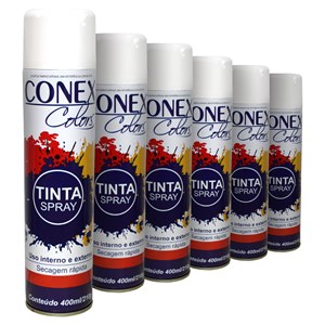 Tinta Spray Branco Brilhante 400ml 6 Unidades - Conex Colors