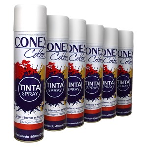 Tinta Spray Branco Fosco 400ml 6 Unidades - Conex Colors
