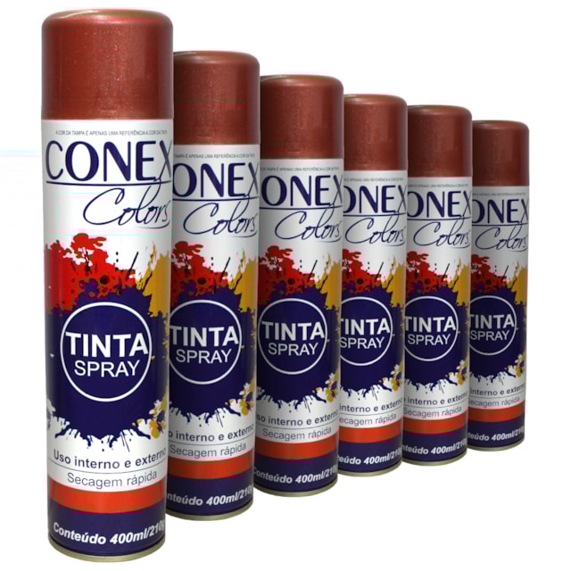Tinta Spray Cobre Metálica 350ml 6 Unidades - Conex Colors Tinta Spray Cobre Metálica 350ml 6 Unidades - Conex Colors
