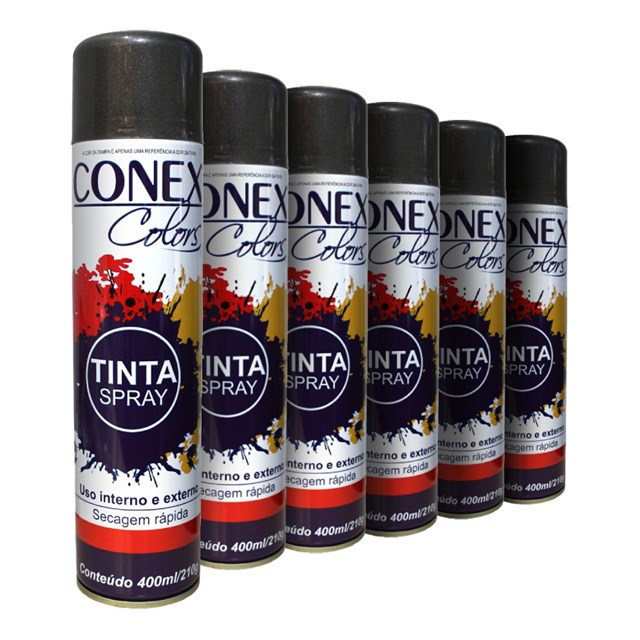 Tinta Spray Grafite Metálica 350ml 6 Unidades - Conex Colors