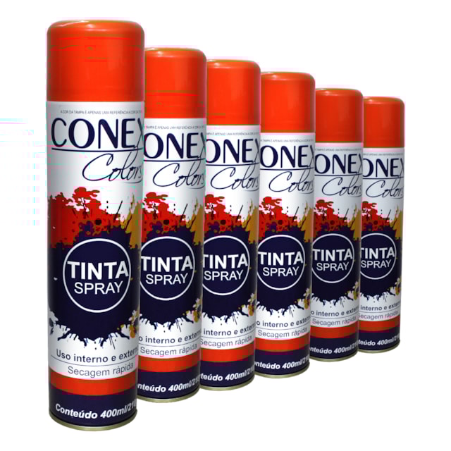 Tinta Spray Laranja 400ml 6 Unidades - Conex Colors Tinta Spray Laranja 400ml 6 Unidades - Conex Colors