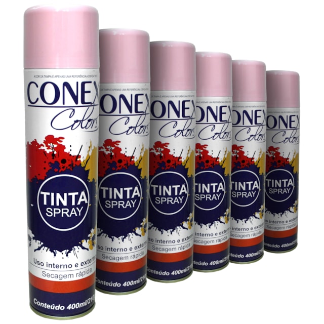 Tinta Spray Rosa 350ml 6 Unidades - Conex Colors Tinta Spray Rosa 350ml 6 Unidades - Conex Colors