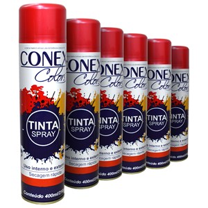 Tinta Spray Vermelha Metálica 350ml 6 Unidades - Conex Colors