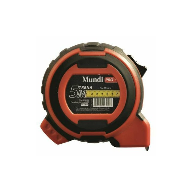 Trena Profissional 10m x 25mm Emborrachada - Mundi Trena Profissional 10m x 25mm Emborrachada - Mundi